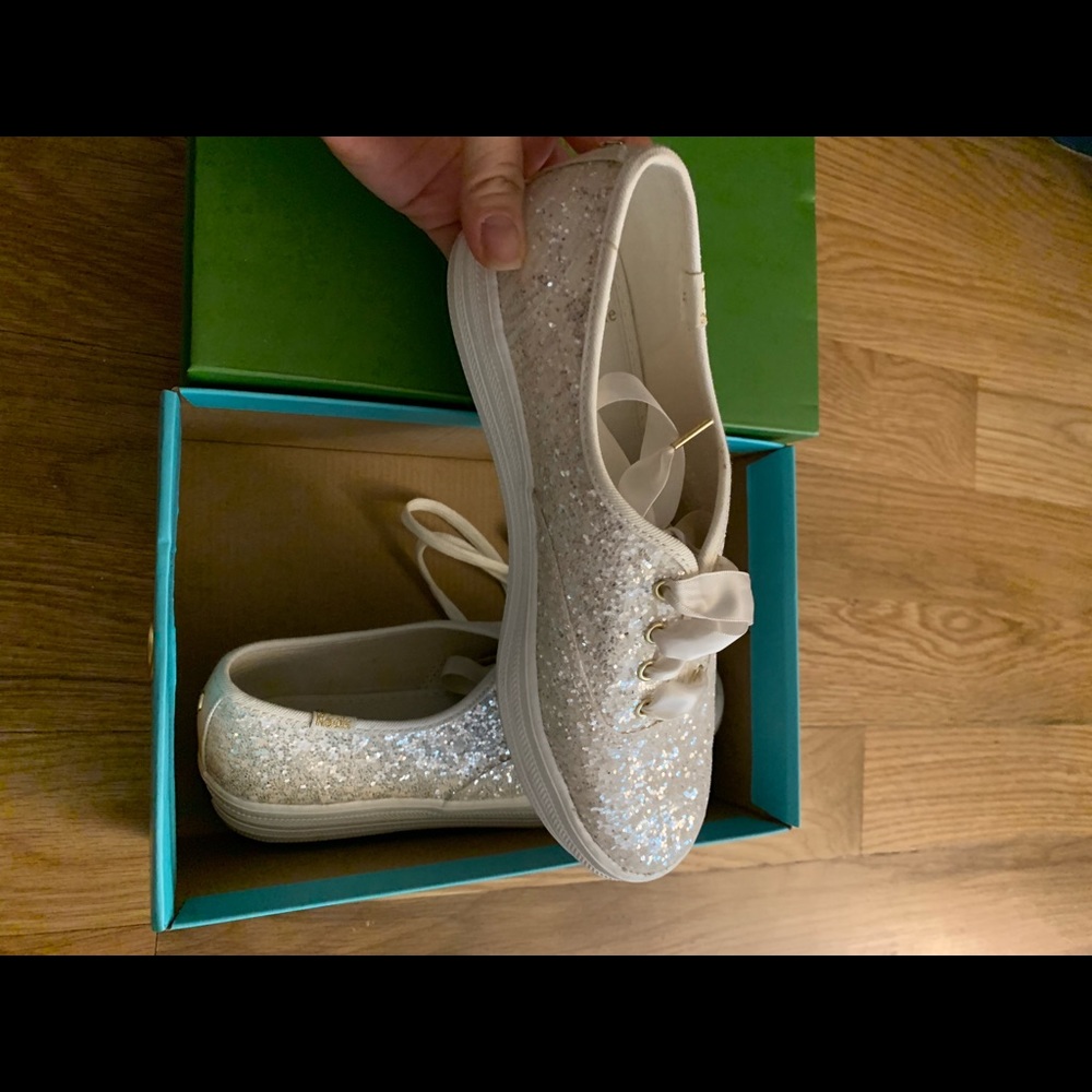 Keds x kate spade glitter sneakers in Ivory/cream